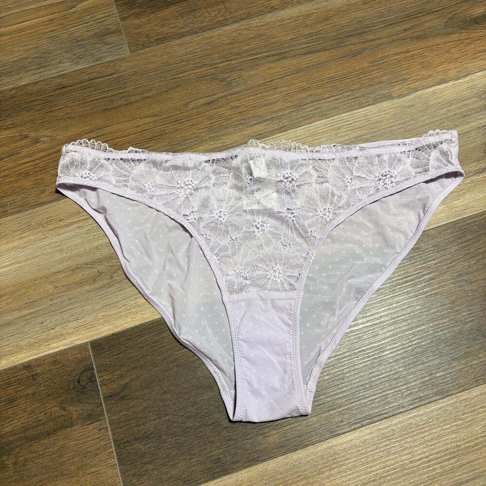 & Other Stories Womens Size 12 Lace Sheer Panty Purple Floral Stretch